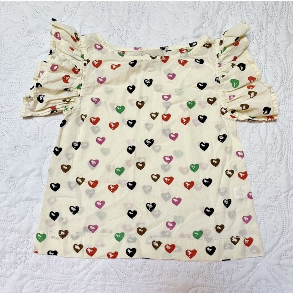 Peek Heart Print Ruffle Top Size 4/5 - Picture 2 of 3